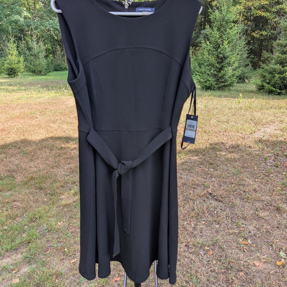 Tommy Hilfiger Elegant Black Sleeveless Dress with tie belt. New w/ Tags